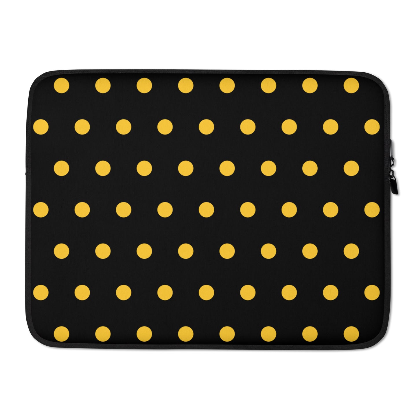 Yellow Polka Dot Black Laptop Sleeve