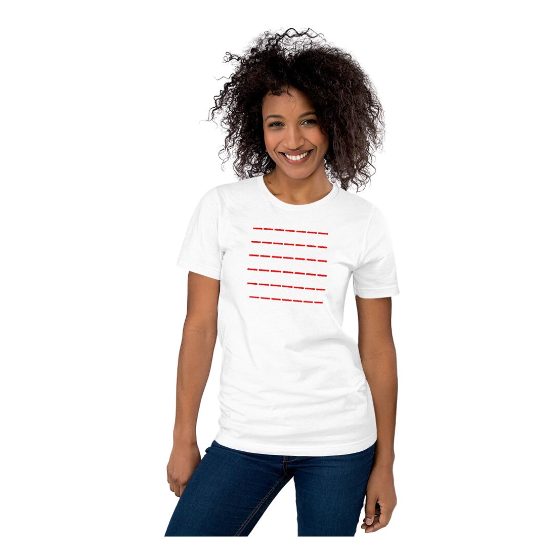 Red Dashed Lines White T-shirt