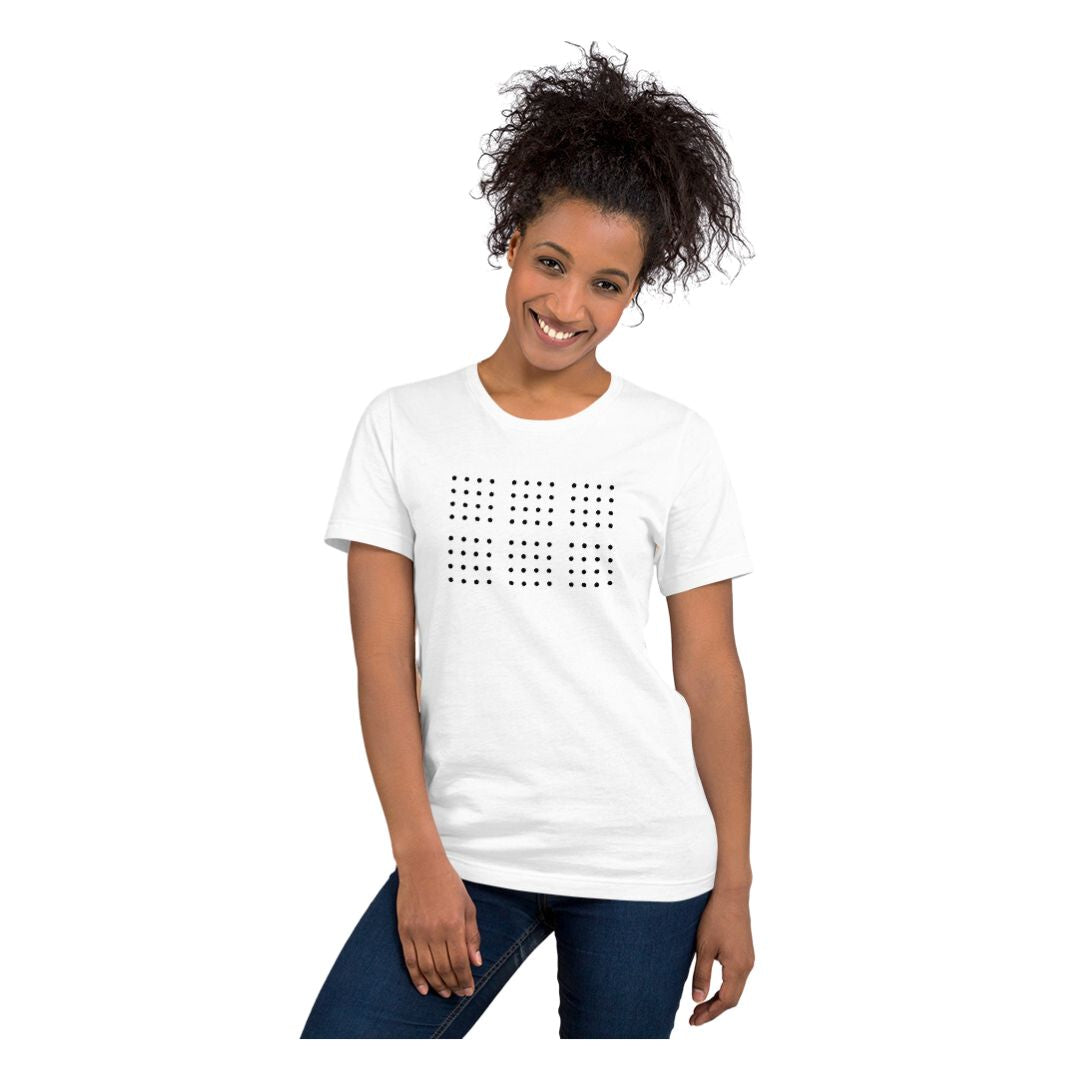 Black Dot Blocks White T-Shirt