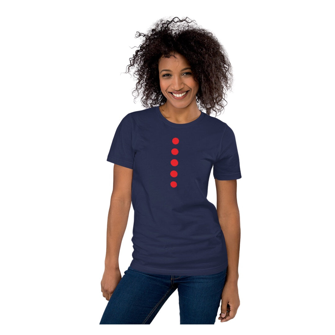 Red Dotted Line Navy T-Shirt