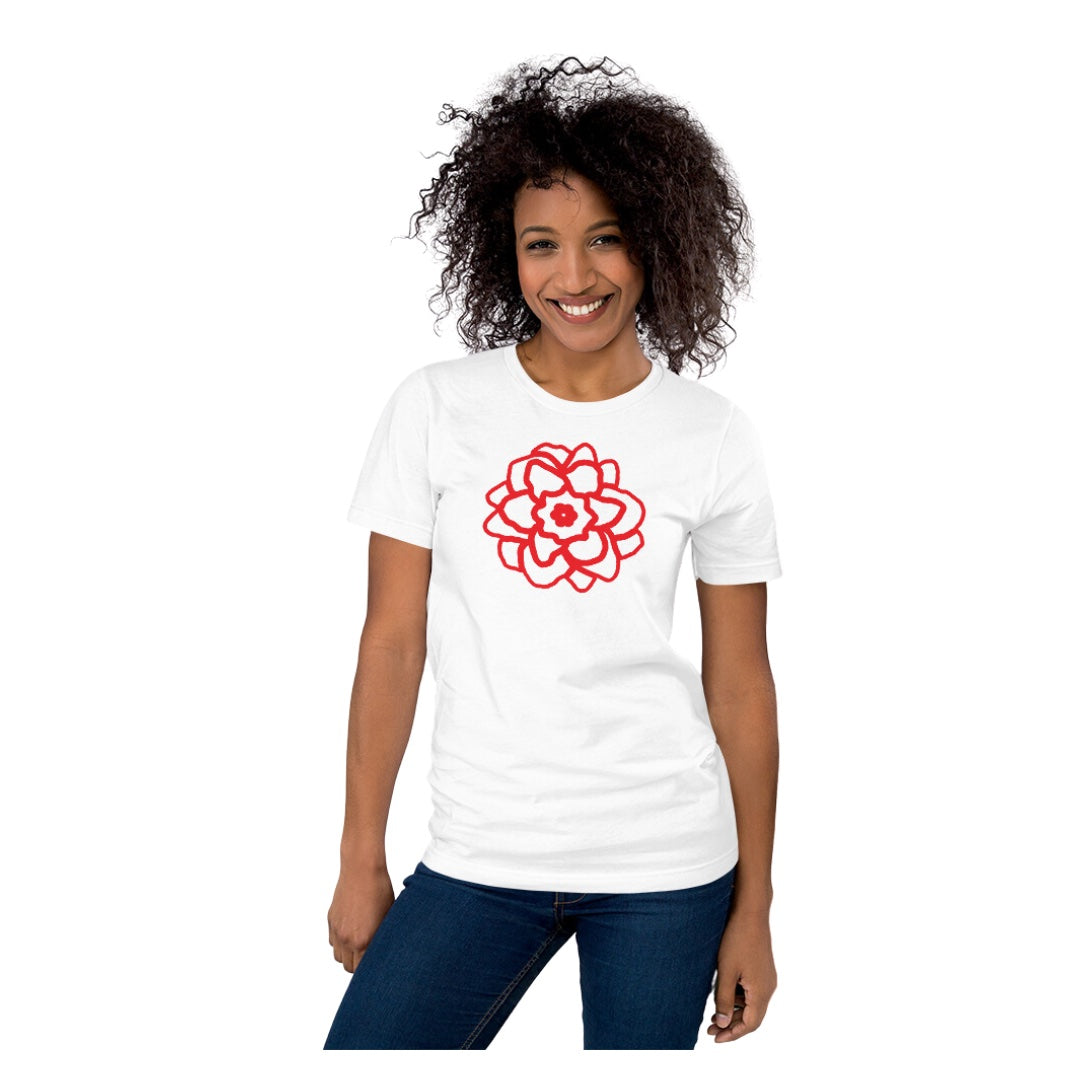 Red Rose White T-Shirt