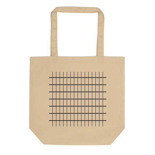 Black Grid Organic Cotton Twill Tote