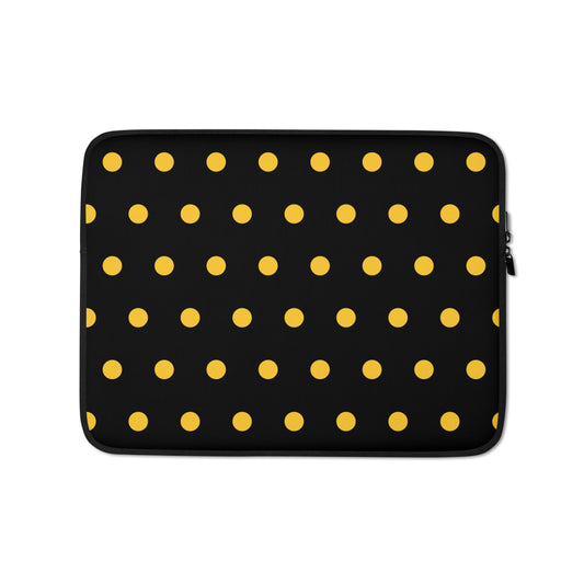 Yellow Polka Dot Black Laptop Sleeve