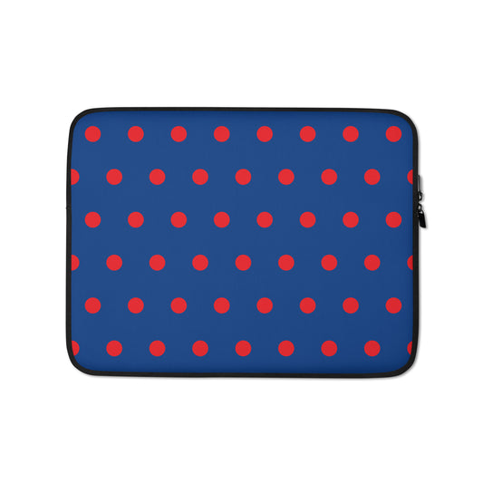 Red Polka Dot Blue Laptop Sleeve