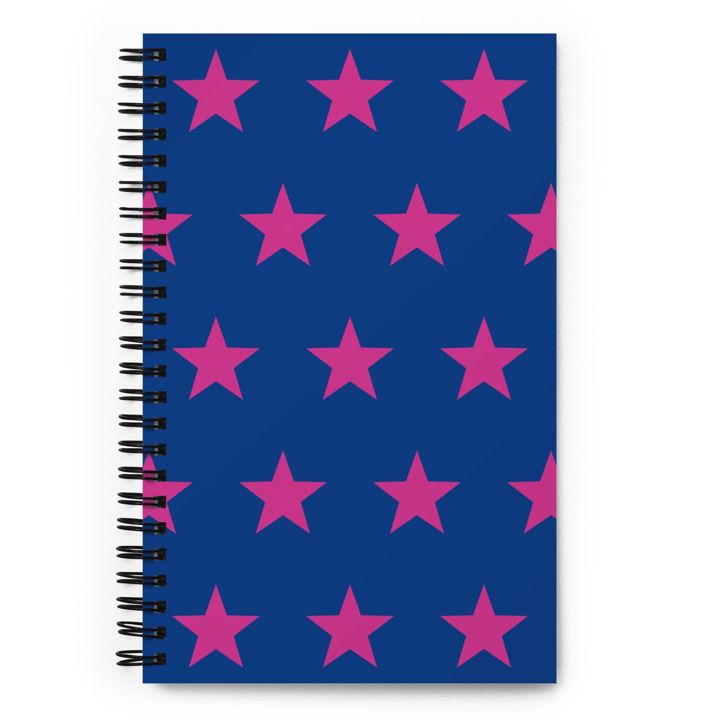 Fuchsia Stars Blue Spiral Notebook