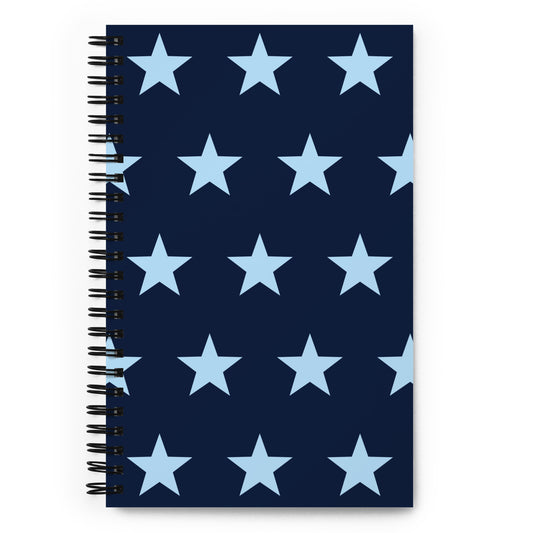 Sky Blue Stars Navy Spiral Notebook