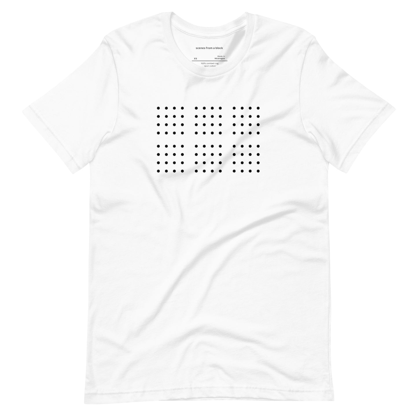 Black Dot Blocks White T-Shirt