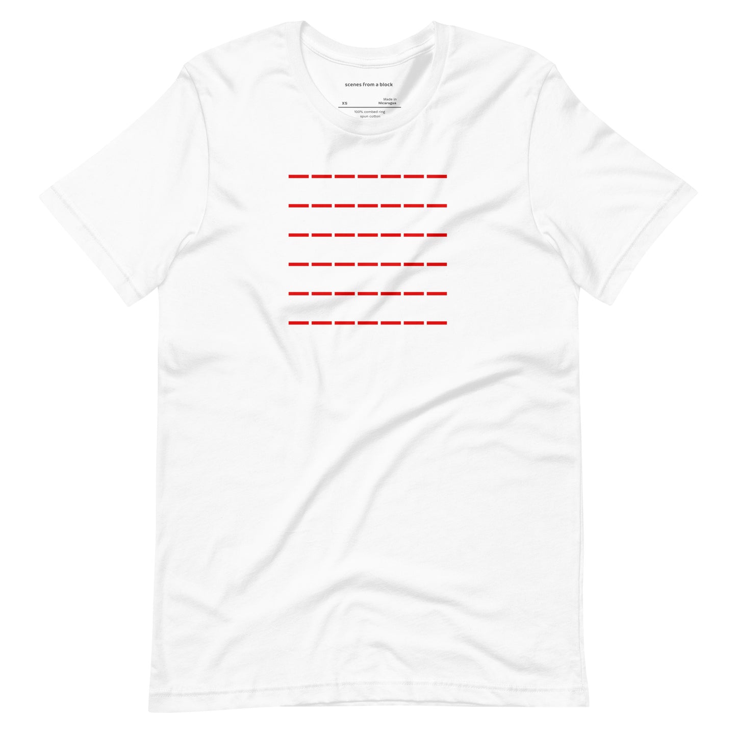 Red Dashed Lines White T-shirt