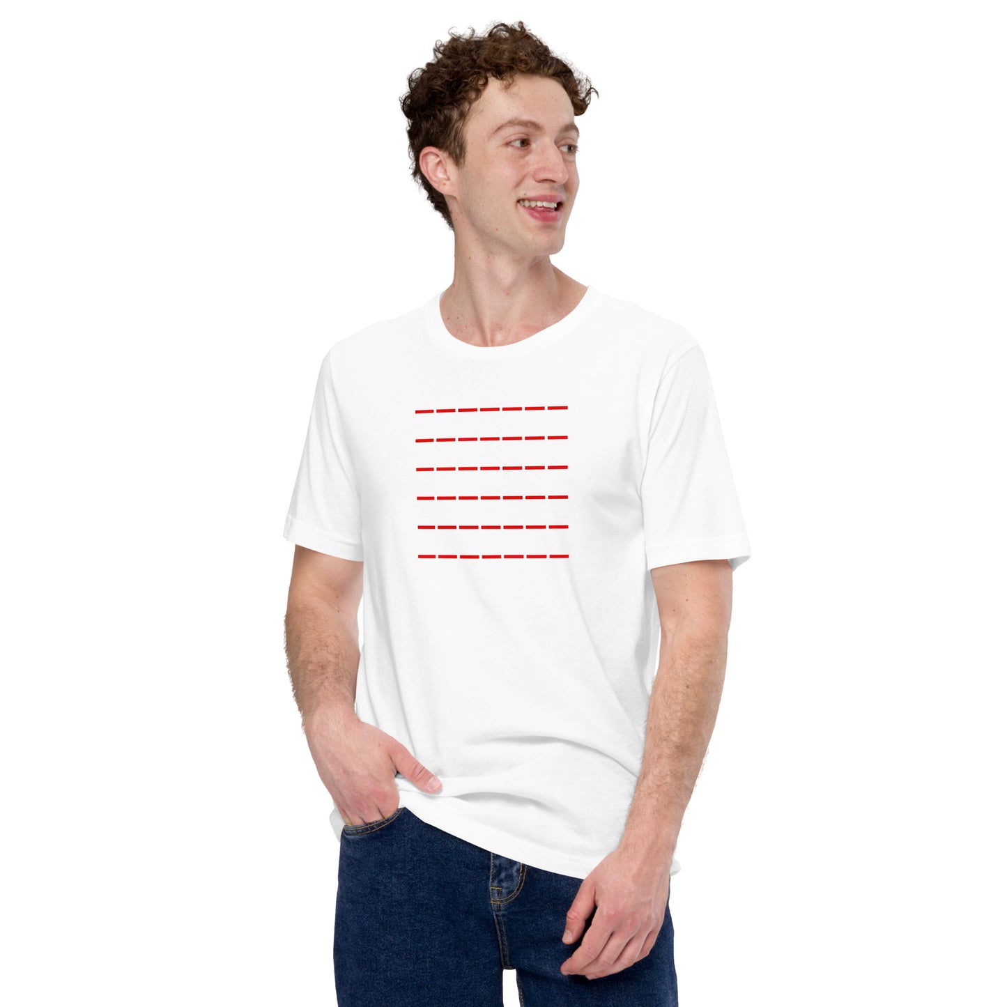 Red Dashed Lines White T-shirt