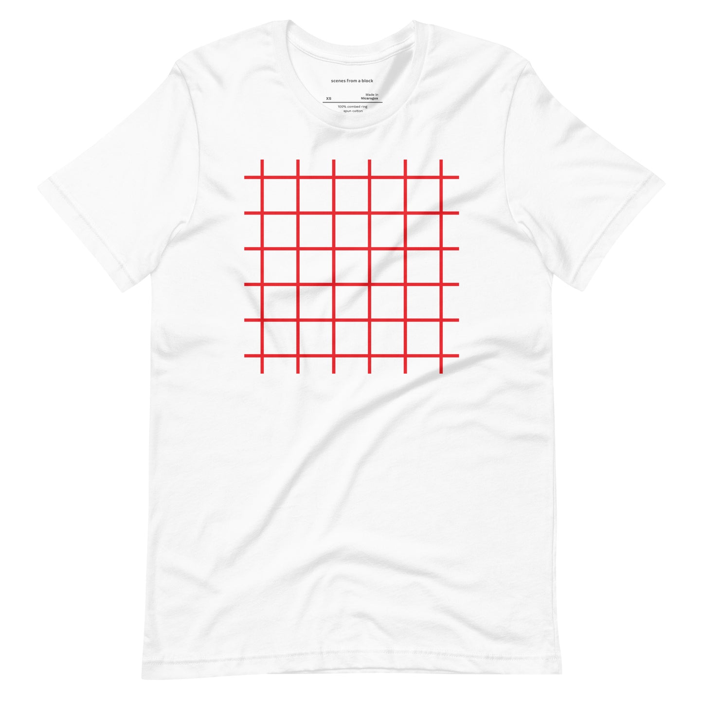 Red Grid White T-Shirt